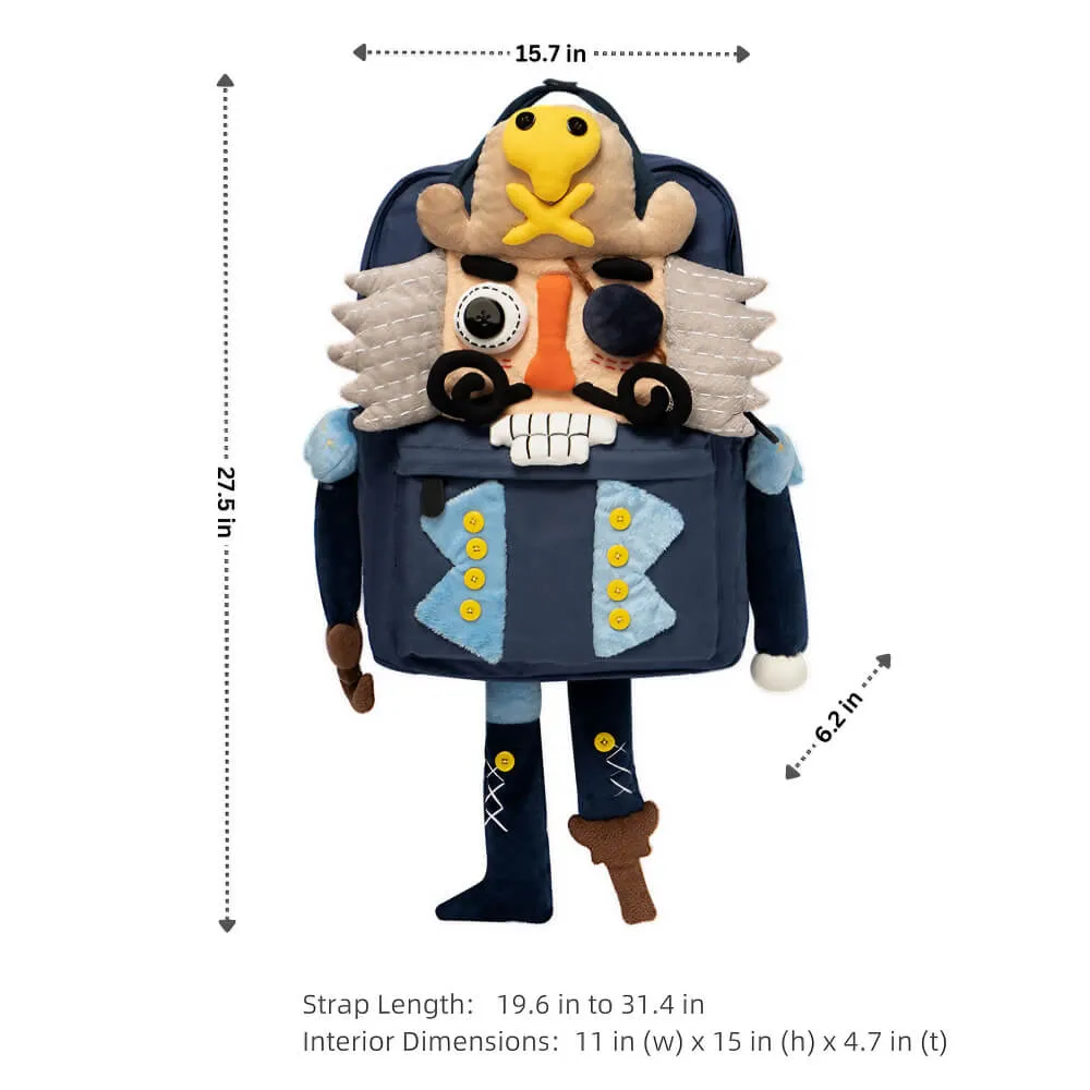 Nutcracker Pirate Canvas Cute Backpack Casual And Unique Blue Handmade Backpack