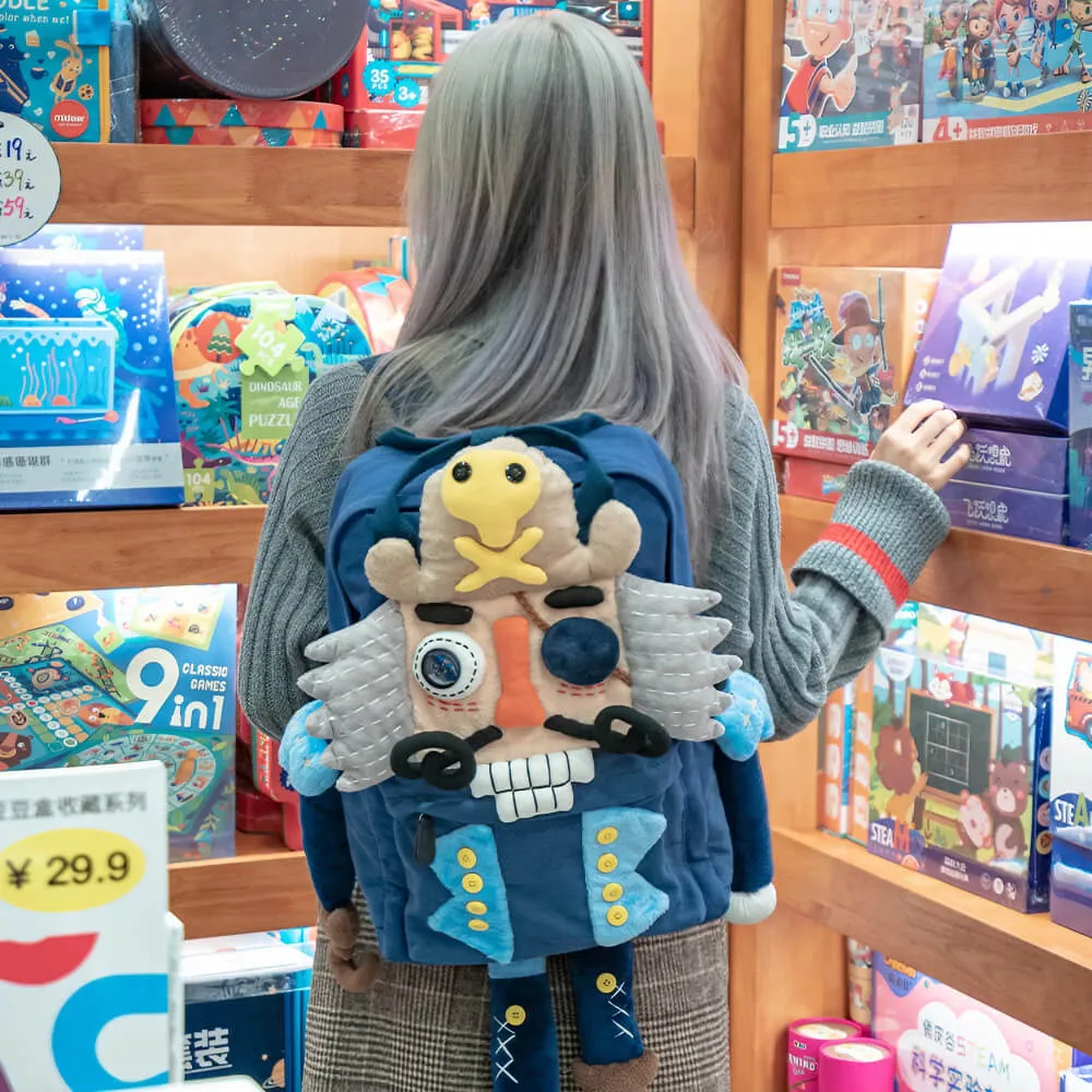 Nutcracker Pirate Canvas Cute Backpack Casual And Unique Blue Handmade Backpack