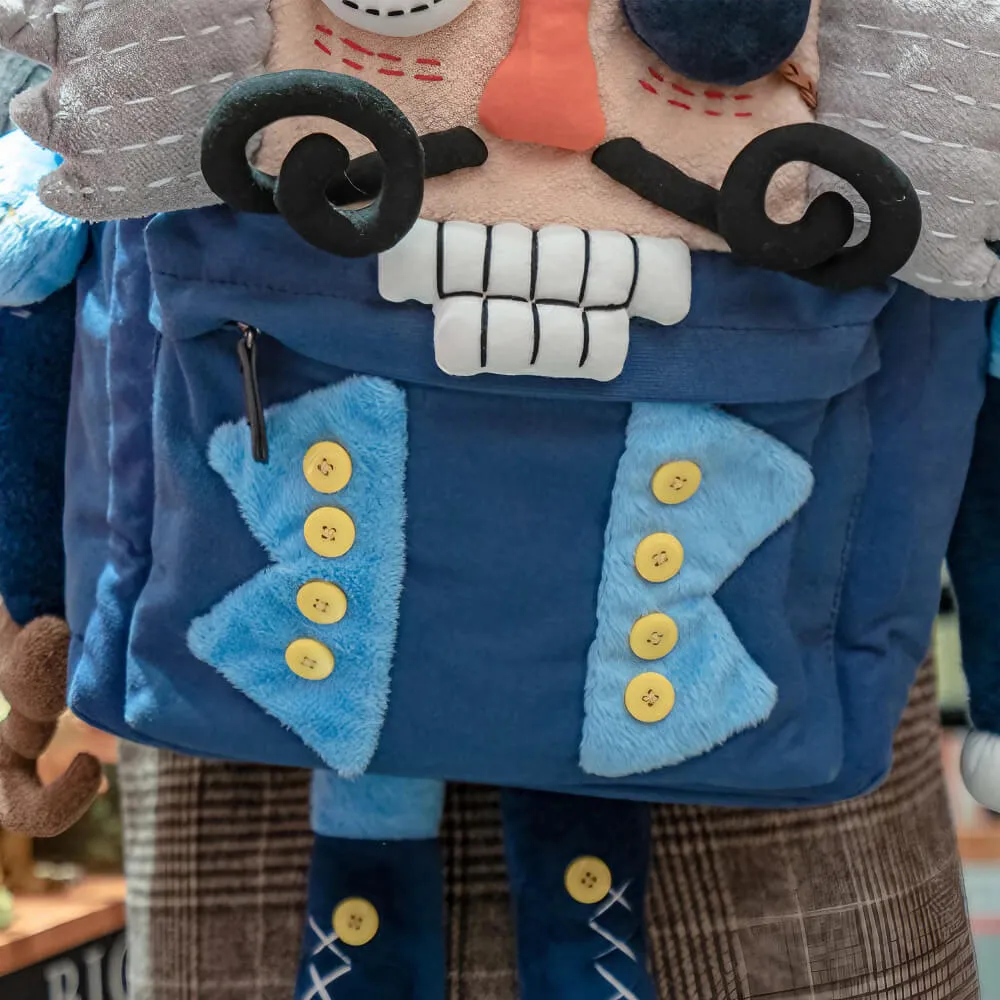 Nutcracker Pirate Canvas Cute Backpack Casual And Unique Blue Handmade Backpack