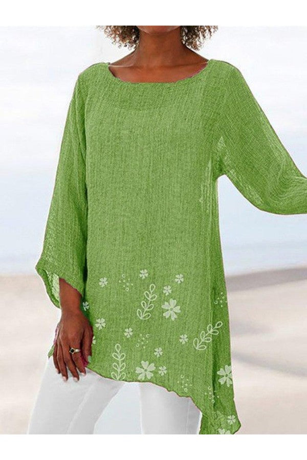 Long Sleeve Stand Collar Floral Printed Shirt With Button