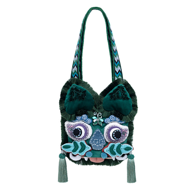 National trend series tiger head couple crossbody bag handmade mobile phone bag Awakening Lion
