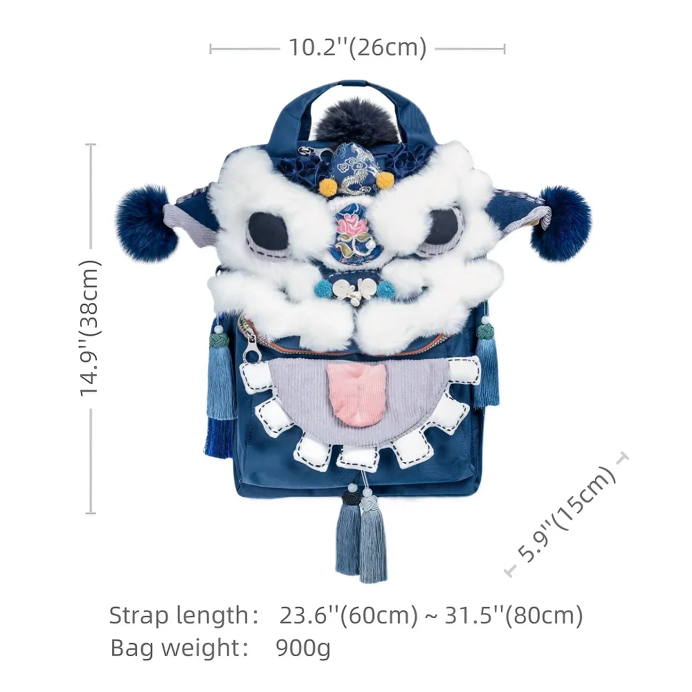 Lion Roar Blue Polyester Cute Backpack Casual Unique And Versatile