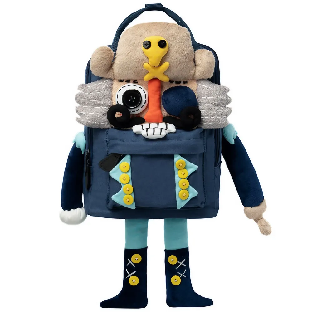 Nutcracker Pirate Canvas Cute Backpack Casual And Unique Blue Handmade Backpack