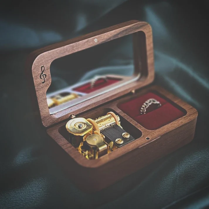 Music Box with Wedding Ring Pillow