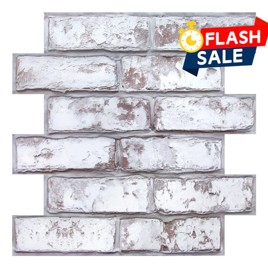 3D Coffee Brown Whitewash Brick Wall Panels Peel and Stick -Large Size
