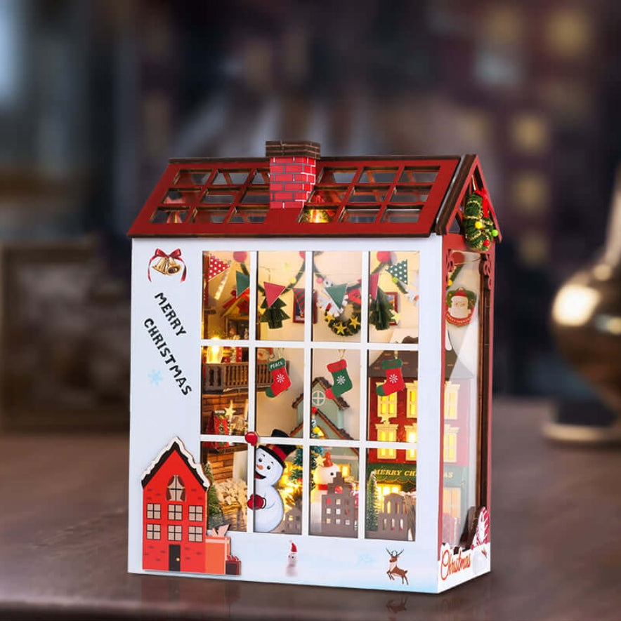 Merry Christmas - DIY Book Nook Kit,3D Wooden Puzzle