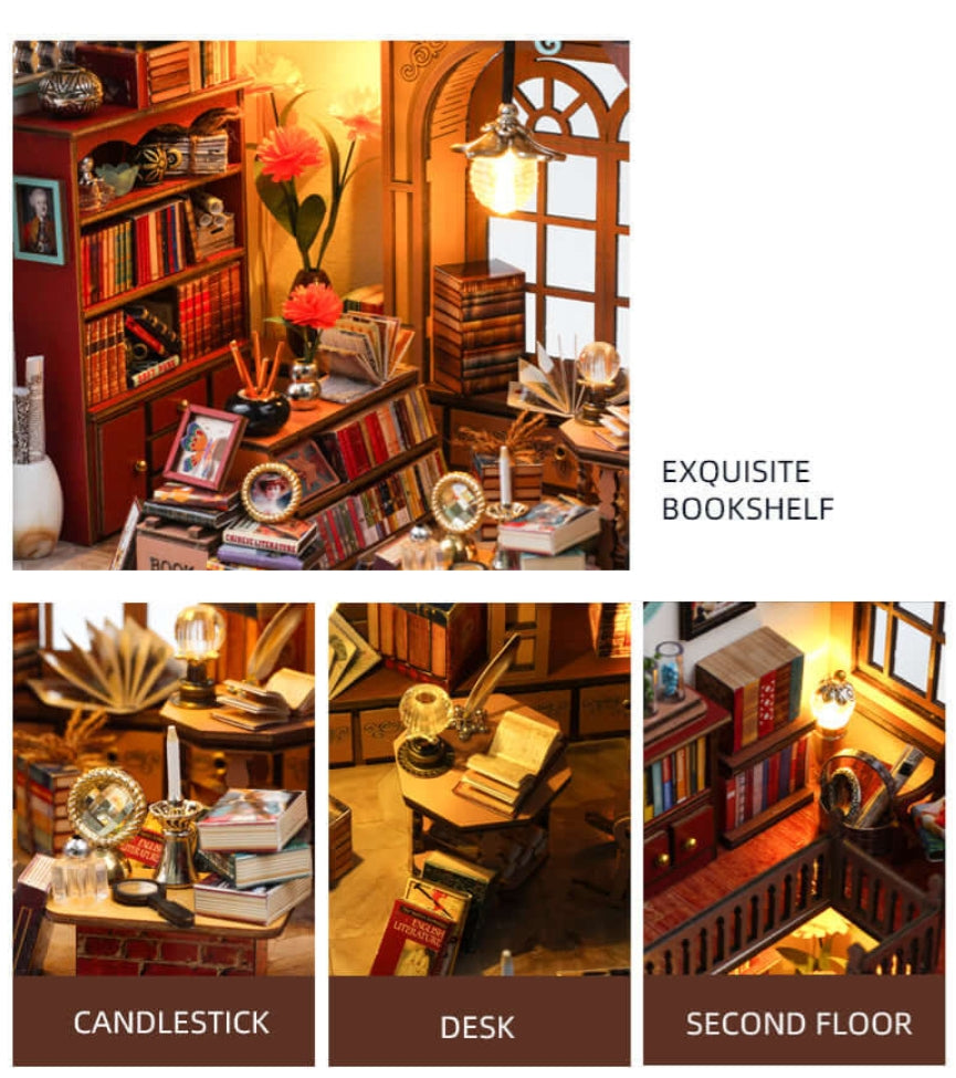 DIY Book Nook Kit,3D Wooden Puzzle