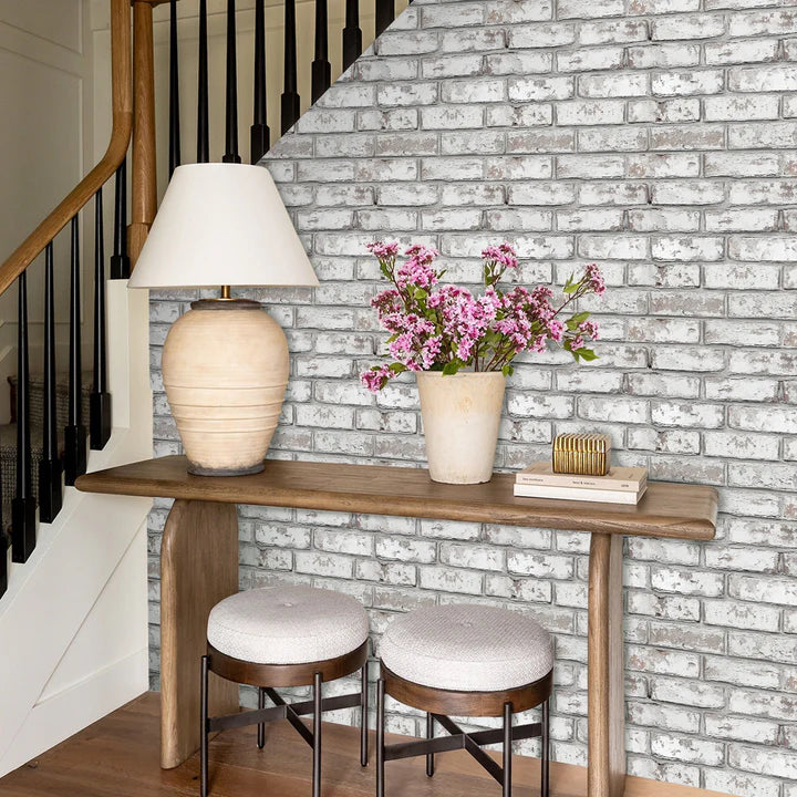 3D Coffee Brown Whitewash Brick Wall Panels Peel and Stick -Large Size