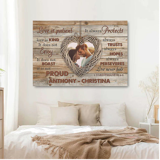 1 Corinthians 13:4-8 Love Is Patient Verse Photo Canvas Print