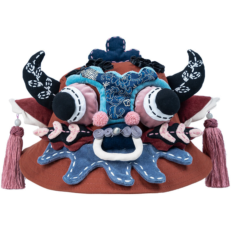 Tiger head handmade fisherman hat for men and women summer large brim basin hat sunshade dragon year lion hat sun protection
