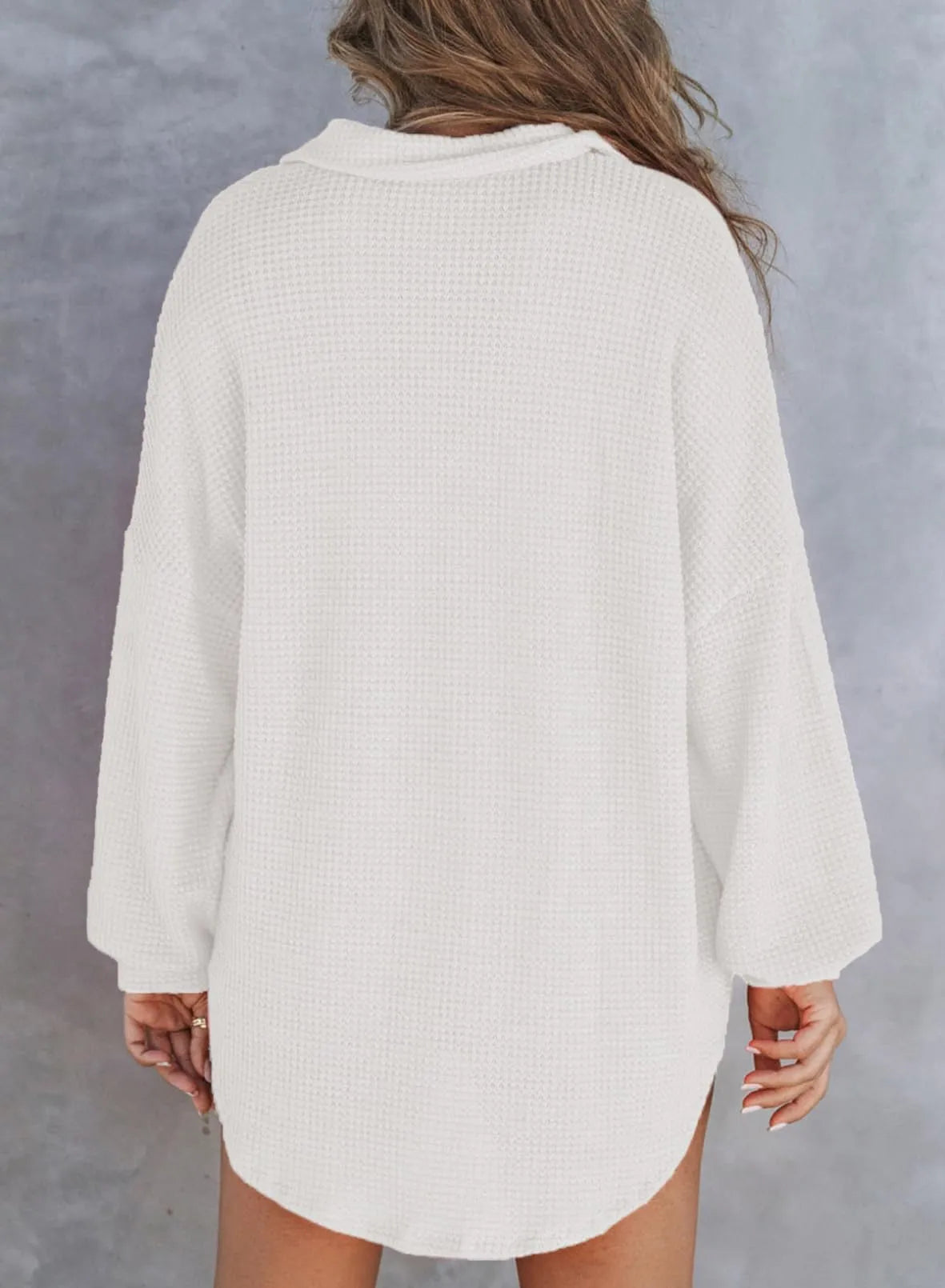 HOT SALE-WOMEN'S WAFFLE KNIT HENLEY V NECK SHIRT JACKET
