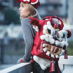 Lion Roar Blue Polyester Cute Backpack Casual Unique And Versatile
