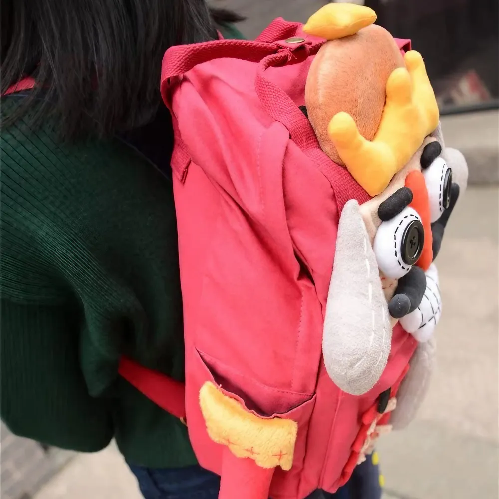 Cute Nutcracker Canvas Handmade Anime Backpack Red Casual And Unique