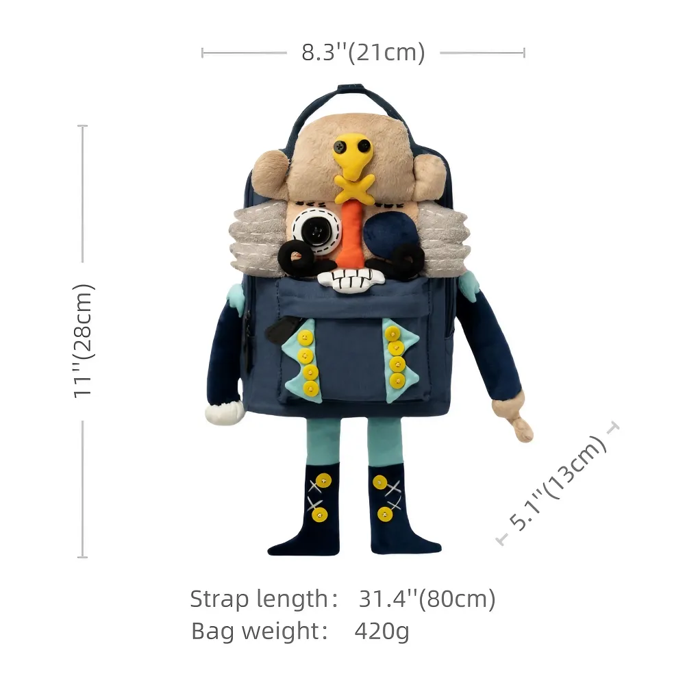 Nutcracker Pirate Canvas Cute Backpack Casual And Unique Blue Handmade Backpack