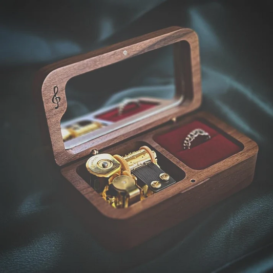 Music Box with Wedding Ring Pillow