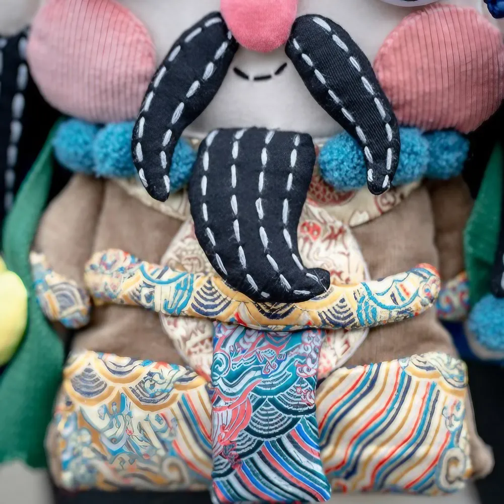 Cute And Unique God Of Wealth Shoulder Bag Cotton Material Casual And Phone Bag - Handmade