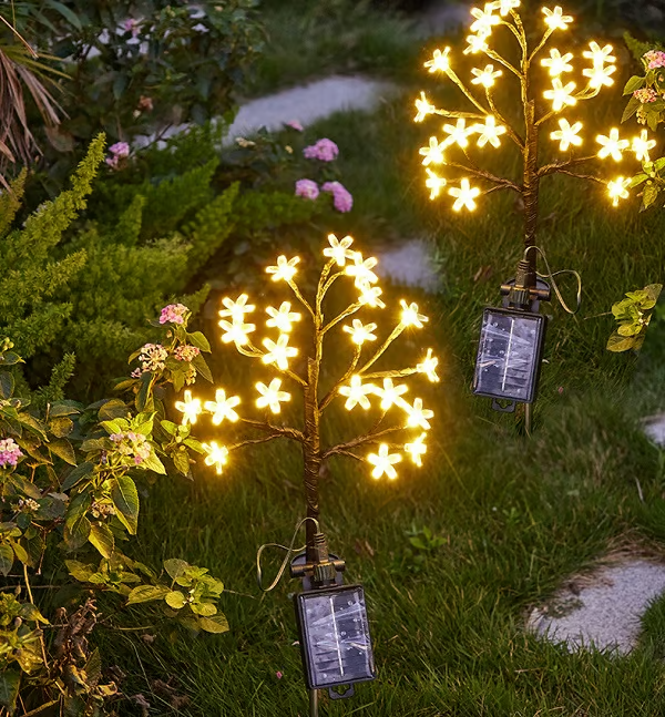 Outdoor Waterproof Cherry Blossom Multicolor Solar Garden Lights
