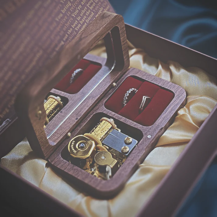 Music Box with Wedding Ring Pillow
