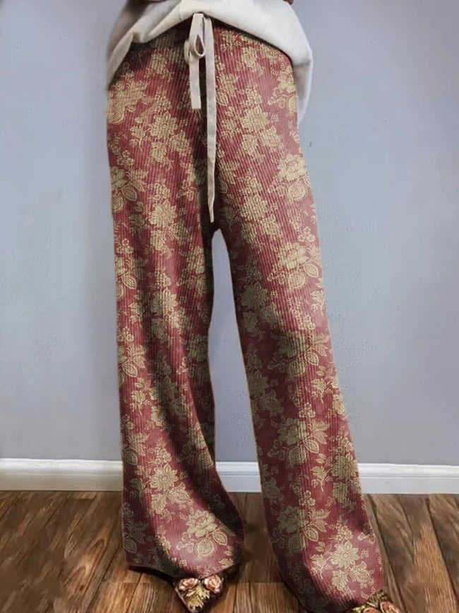 Vintage Style Floral Pattern Printed Knit Turtleneck Pullover Sweater