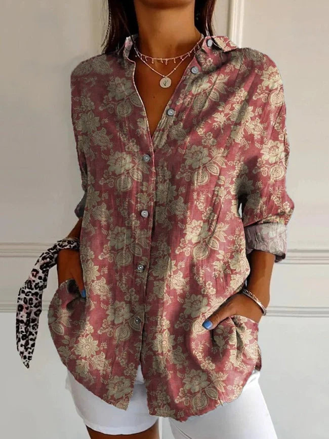 Vintage Style Floral Pattern Printed Knit Turtleneck Pullover Sweater