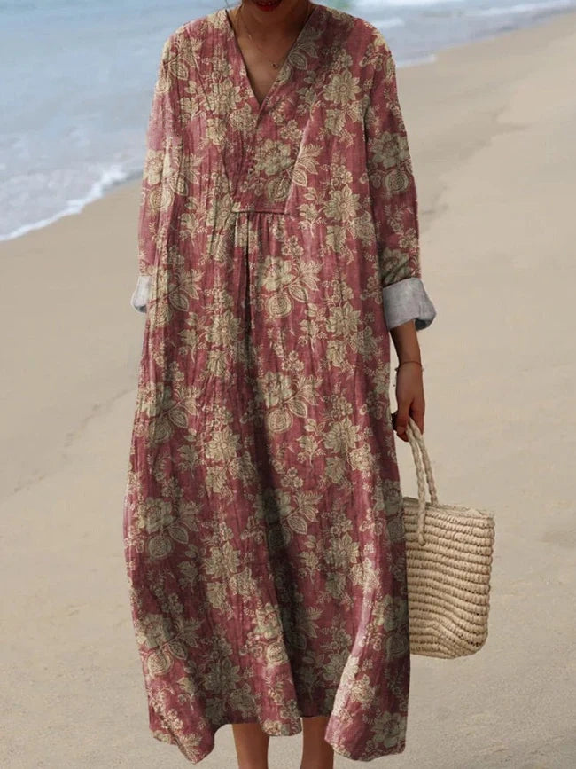 Vintage Style Floral Pattern Printed Knit Turtleneck Pullover Sweater