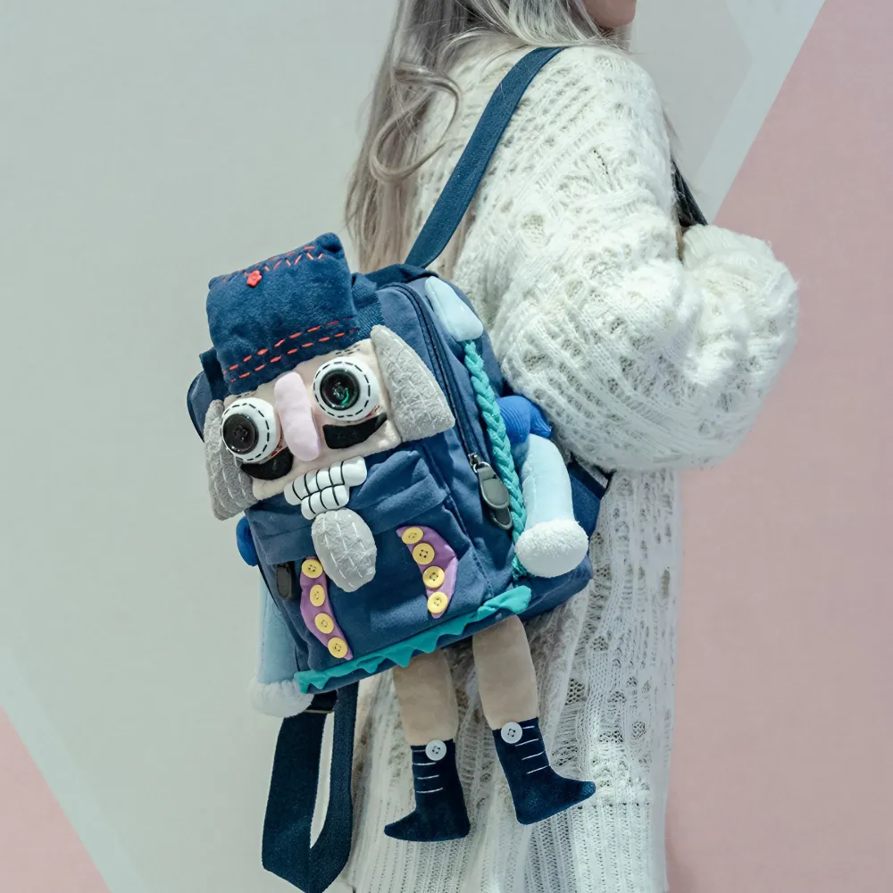 Cute Nutcracker Soldier Canvas Backpack Casual And Personalized Style - Handmade