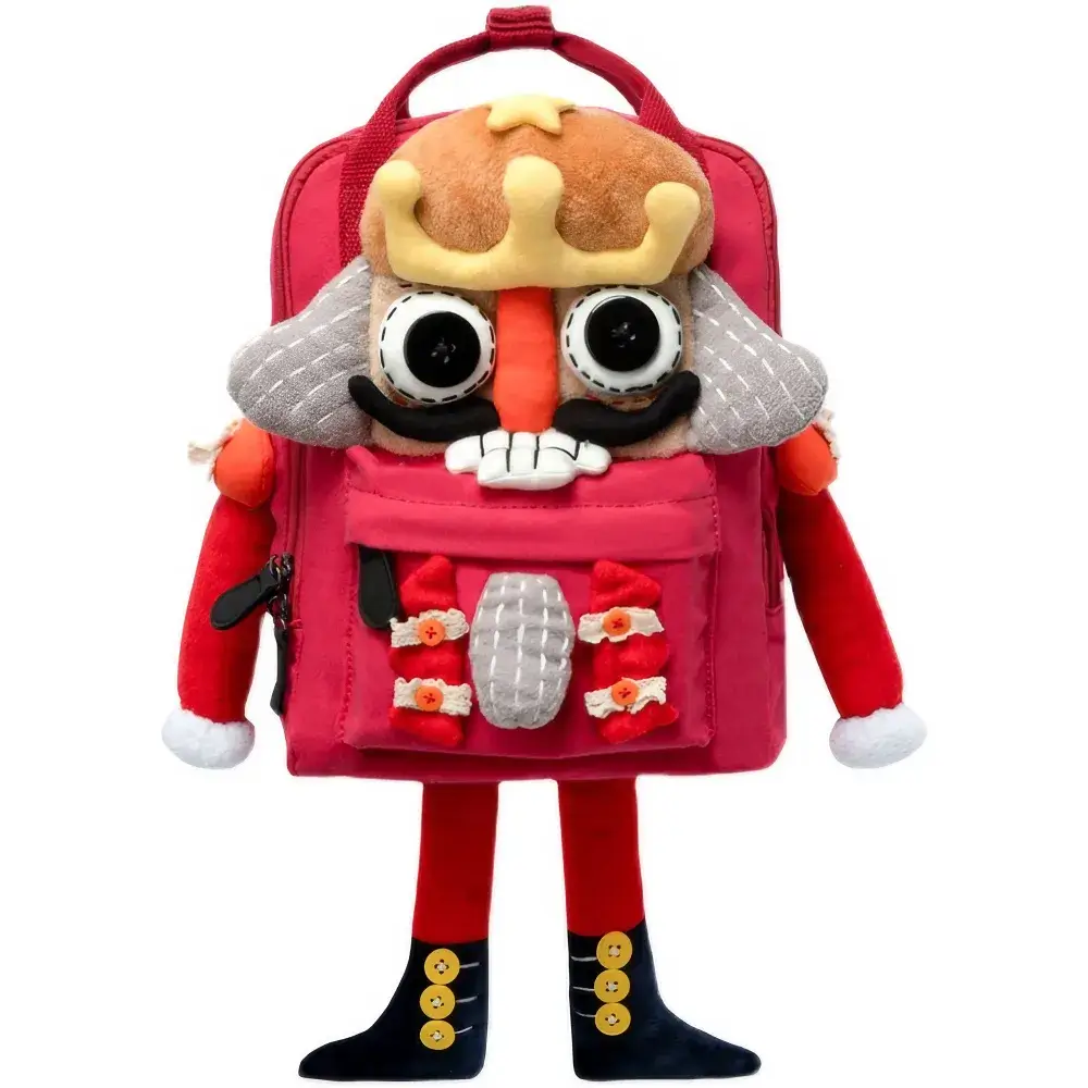 Cute Nutcracker Canvas Handmade Anime Backpack Red Casual And Unique