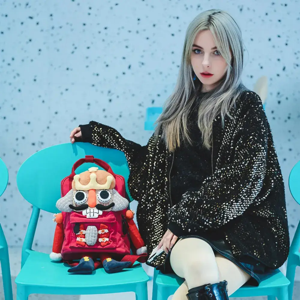 Cute Nutcracker Canvas Handmade Anime Backpack Red Casual And Unique